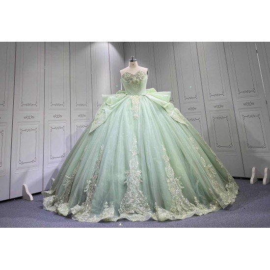 Mumuleo Custom Made Quinceanera Dress Sage Green Vestido De Quinceanera Sirena 2026 Sweep Train Ball Gown Floor-Length Teenagers