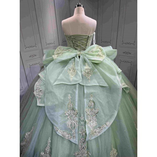 Mumuleo Custom Made Quinceanera Dress Sage Green Vestido De Quinceanera Sirena 2026 Sweep Train Ball Gown Floor-Length Teenagers