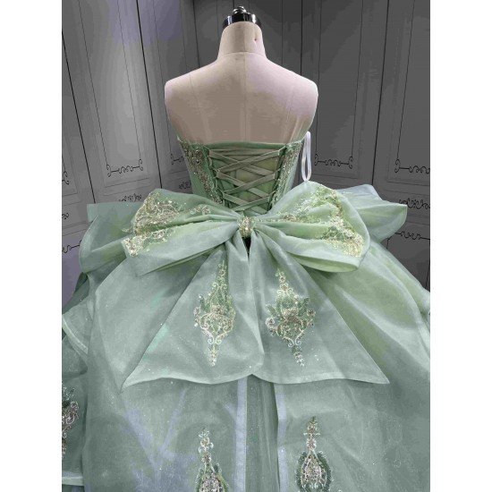 Mumuleo Custom Made Quinceanera Dress Sage Green Vestido De Quinceanera Sirena 2026 Sweep Train Ball Gown Floor-Length Teenagers