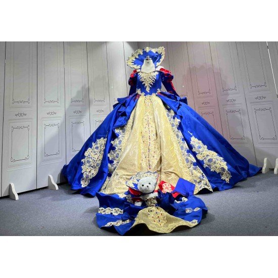 Mumuleo Snow White Inspired Quinceanera Floor-Length Modern Satin Lace Dress with Cape for Teenagers