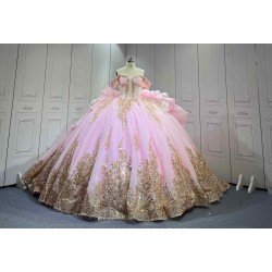 Mumuleo Rosa Quinceanera Floor-Length Ball Gown Satin Knitted Dress Appliques Bow Natural Waist Candy Color-Cheap High Quality