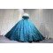 Mumuleo Modern Teal Quinceanera Dresses with Satin Knitted Fabric Natural Waist Print Appliques & Lace Bow for Outdoor Party