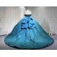 Mumuleo Modern Teal Quinceanera Dresses with Satin Knitted Fabric Natural Waist Print Appliques & Lace Bow for Outdoor Party