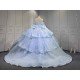 Mumuleo Sky Blue Quinceanera Dress 2027 Floor-Length Ball Gown Off-The-Shoulder Sweetheart Neckline Satin Fabric Lace Bow 3D