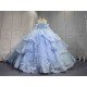 Mumuleo Sky Blue Quinceanera Dress 2027 Floor-Length Ball Gown Off-The-Shoulder Sweetheart Neckline Satin Fabric Lace Bow 3D