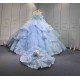 Mumuleo Sky Blue Quinceanera Dress 2027 Floor-Length Ball Gown Off-The-Shoulder Sweetheart Neckline Satin Fabric Lace Bow 3D