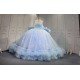 Mumuleo Sky Blue Quinceanera Floor-Length Ball Gown Dresses with Sweetheart Neckline Sweep Train 100% Polyester Modern 2027