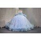 Mumuleo Sky Blue Quinceanera Floor-Length Ball Gown Dresses with Sweetheart Neckline Sweep Train 100% Polyester Modern 2027