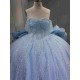Mumuleo Sky Blue Quinceanera Floor-Length Ball Gown Dresses with Sweetheart Neckline Sweep Train 100% Polyester Modern 2027