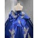 Mumuleo Navy & Gold Quinceanera Floor-Length Ball Gown Dresses with Cape Sweetheart Neckline Sweep Train Shoulder 100% Polyester
