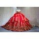 Mumuleo Detachable Ball Gown Floor-Length Modern Quinceanera Dress Satin Print Knitted Red Gold Vestido De XV for Teenagers