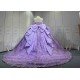 Mumuleo Lilac Quinceanera Dresses 2027 Floor-Length Ball Gown Modern Sweep Train Satin Print Knitted Bow
