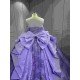 Mumuleo Lilac Quinceanera Dresses 2027 Floor-Length Ball Gown Modern Sweep Train Satin Print Knitted Bow