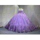 Mumuleo Lilac Quinceanera Dresses 2027 Floor-Length Ball Gown Modern Sweep Train Satin Print Knitted Bow