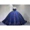 Mumuleo Navy Blue Quinceanera Floor-Length Ball Gown Dresses Sweep Modern Satin Knitted Print for Teenagers 2027 Vestido De XV