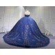 Mumuleo Navy Blue Quinceanera Floor-Length Ball Gown Dresses Sweep Modern Satin Knitted Print for Teenagers 2027 Vestido De XV