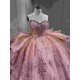 Mumuleo Floor-Length Rose Gold Satin Dance Dress with Chapel Train Lace Bow Crystals Sweetheart Neckline Modern Style