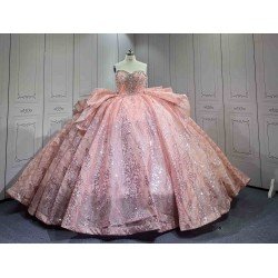 Mumuleo Floor-Length Rose Gold Satin Dance Dress with Chapel Train Lace Bow Crystals Sweetheart Neckline Modern Style
