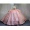 Mumuleo Floor-Length Rose Gold Satin Dance Dress with Chapel Train Lace Bow Crystals Sweetheart Neckline Modern Style