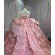 Mumuleo Floor-Length Rose Gold Satin Dance Dress with Chapel Train Lace Bow Crystals Sweetheart Neckline Modern Style