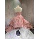 Mumuleo Floor-Length Rose Gold Satin Dance Dress with Chapel Train Lace Bow Crystals Sweetheart Neckline Modern Style