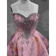 Mumuleo Floor-Length Rose Gold Satin Dance Dress with Chapel Train Lace Bow Crystals Sweetheart Neckline Modern Style