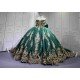 Mumuleo Emerald Green Quinceanera Dresses 2027 Floor-Length Modern Ball Gown Sweep Train Satin Knitted Lace Bow