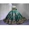 Mumuleo Emerald Green Quinceanera Dresses 2027 Floor-Length Modern Ball Gown Sweep Train Satin Knitted Lace Bow