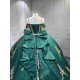Mumuleo Emerald Green Quinceanera Dresses 2027 Floor-Length Modern Ball Gown Sweep Train Satin Knitted Lace Bow
