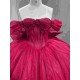 Mumuleo Burgundy Floor-Length Ball Gown Quinceanera Dresses with Chapel Train Modern Satin Lace Print for Teenagers