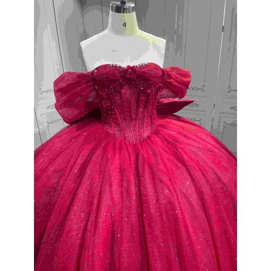Mumuleo Burgundy Floor-Length Ball Gown Quinceanera Dresses with Chapel Train Modern Satin Lace Print for Teenagers
