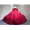Mumuleo Burgundy Floor-Length Ball Gown Quinceanera Dresses with Chapel Train Modern Satin Lace Print for Teenagers