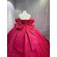 Mumuleo Burgundy Floor-Length Ball Gown Quinceanera Dresses with Chapel Train Modern Satin Lace Print for Teenagers