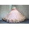 Mumuleo Blush Pink Modern Ball Gown Floor-Length Quinceanera XV Dress with Chapel Train Satin Fabric Print Design for Teenagers