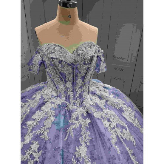 Mumuleo Blue Quinceanera Floor-Length Ball Gown Modern Satin Lace Flowers Crystal Natural Waist Printed Dresses 2026