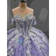 Mumuleo Blue Quinceanera Floor-Length Ball Gown Modern Satin Lace Flowers Crystal Natural Waist Printed Dresses 2026