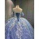 Mumuleo Blue Quinceanera Floor-Length Ball Gown Modern Satin Lace Flowers Crystal Natural Waist Printed Dresses 2026