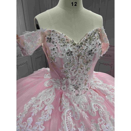 Mumuleo Princess Pink Sweetheart Natural Waist Knitted Lace Summer Modern Quinceanera Dresses Vestido De XV