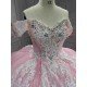 Mumuleo Princess Pink Sweetheart Natural Waist Knitted Lace Summer Modern Quinceanera Dresses Vestido De XV