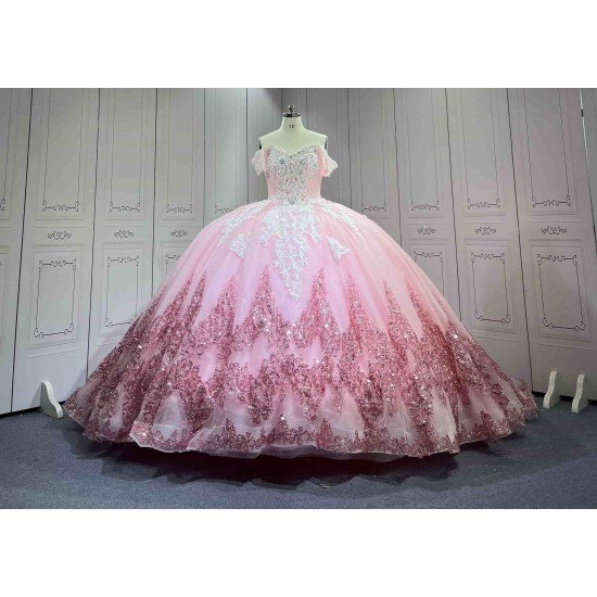 Mumuleo Princess Pink Sweetheart Natural Waist Knitted Lace Summer Modern Quinceanera Dresses Vestido De XV