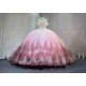 Mumuleo Princess Pink Sweetheart Natural Waist Knitted Lace Summer Modern Quinceanera Dresses Vestido De XV