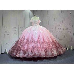 Mumuleo Princess Pink Sweetheart Natural Waist Knitted Lace Summer Modern Quinceanera Dresses Vestido De XV