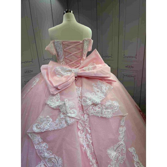 Mumuleo Princess Pink Sweetheart Natural Waist Knitted Lace Summer Modern Quinceanera Dresses Vestido De XV