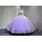 Mumuleo Lilac Quinceanera Ball Gown Floor-Length Modern Satin Knitted Dress with Natural Waist Appliques