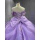 Mumuleo Lilac Quinceanera Ball Gown Floor-Length Modern Satin Knitted Dress with Natural Waist Appliques