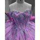 Mumuleo Lilac Floor-Length Ball Gown Quinceanera Dress with Ruffles Chapel Train Modern Satin Print for Teenagers