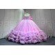 Mumuleo Lilac Floor-Length Ball Gown Quinceanera Dress with Ruffles Chapel Train Modern Satin Print for Teenagers