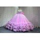 Mumuleo Lilac Floor-Length Ball Gown Quinceanera Dress with Ruffles Chapel Train Modern Satin Print for Teenagers