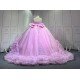 Mumuleo Lilac Floor-Length Ball Gown Quinceanera Dress with Ruffles Chapel Train Modern Satin Print for Teenagers
