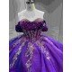 Mumuleo Purple Quinceanera Ball Gown Floor-Length Modern Satin Beading Lace Natural Waist Teenagers Dress